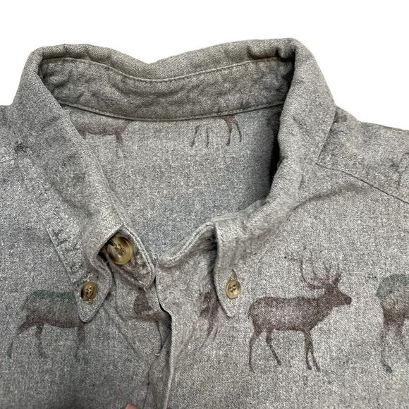 Vintage Woolrich Elk Button Down Shirt Gray Brown Size XL - Picture 3 of 7